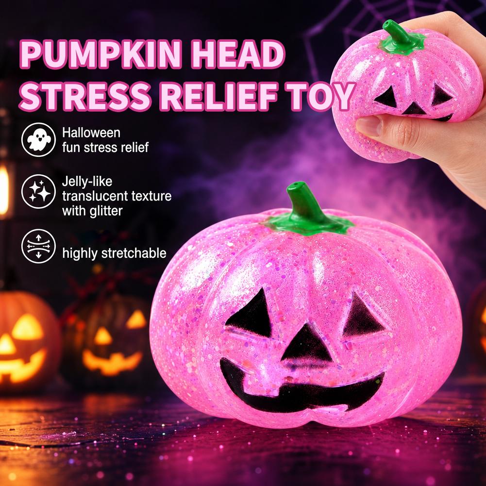 Halloween Pumpkin Squishy Toy Glittery Creative Squeeze Ball Stress Relief Fidget Toys For Adults Party Favors
