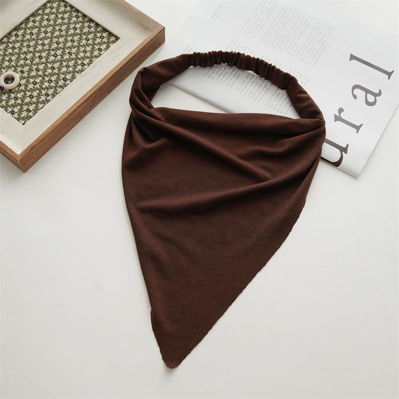 Woman Long Solid Summer Head Scarf Cotton Triangle Bandanas Lady Fashion Elastic Hairband Girls Large Bohemian Hair Accessories