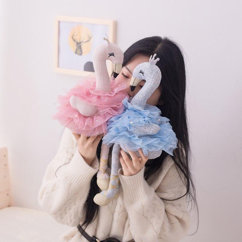 1pc 45cm Swan Plush Toys Cute Flamingo Doll Stuffed Soft Animal Doll Ballet Swan With Crown Baby Kids Appease Toy Gift For Girl