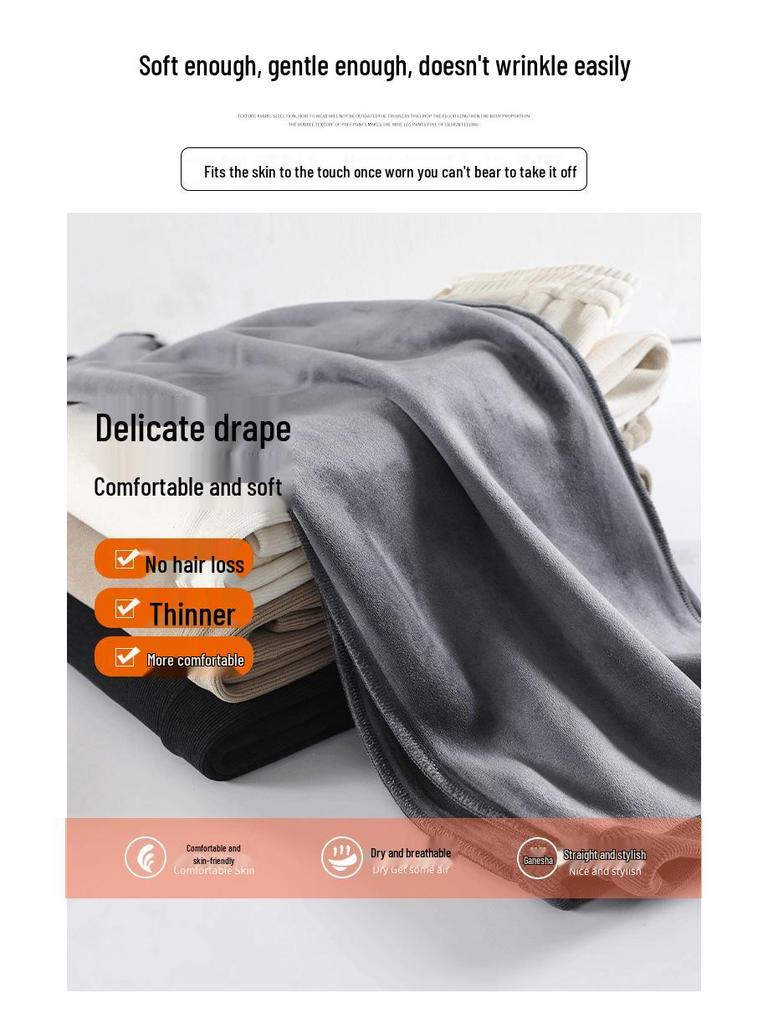 High-Waisted Fleece-Lined Wide-Leg Women's Pants for Autumn/Winter - Casual, Petite, and Straight-Leg Sports Sweatpants.