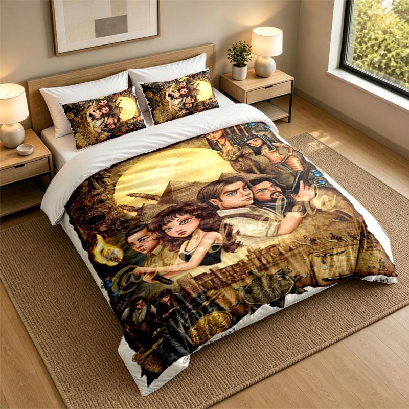 3Pcs Bedding SetThe Mummy Soft Bed Sheet and Two Pillowcases Home Bedroom Decor
