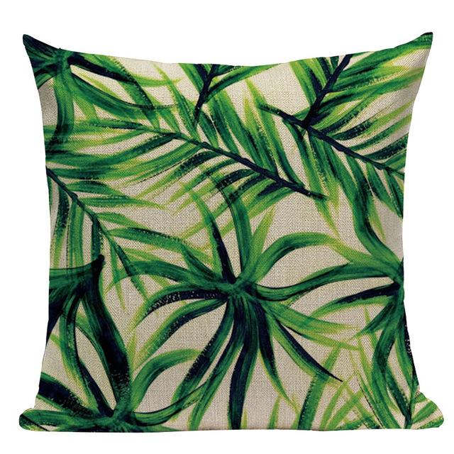 Tropical Plants Palm Tree Printed Decorative Throw Pillow Cushion Cover Case Green Leaf Leaves Cushion Case For Sofa Home