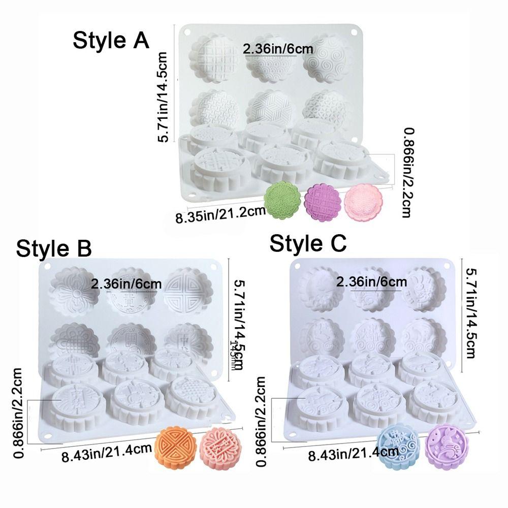 Chinese Style 6 Holes Mooncake Mold 3D Mung Bean Mold Creative Cookie Mold Baking Tool