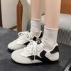 Spring/Autumn New Style Round Toe Flat Lace Casual Shoes Color Matching Fashionable Comfortable Elegant Women's Walking Shoes