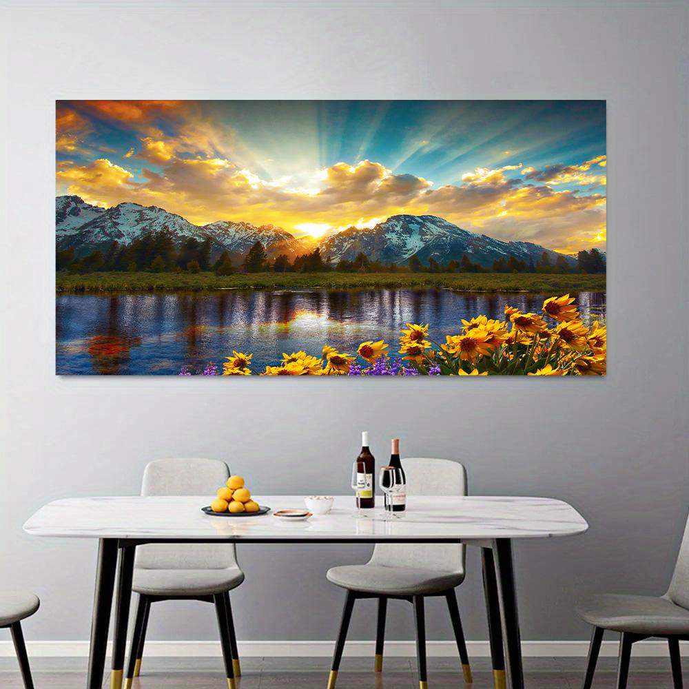 Скандинавский пейзаж на холсте, озеро, лес, горный пейзаж, настенное искусство, декор, постеры для гостиной, спальни, принты, картина