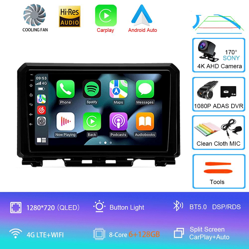 Автомобильное радио Android 14 Carplay Auto для Suzuki Jimny 2018 2019 2020 Мультимедийный видеоплеер GPS-навигация DSP 2Din DVD стерео 4G