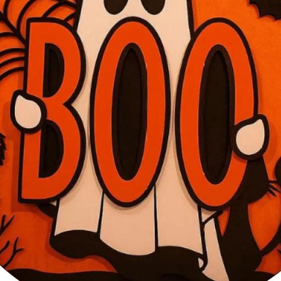 Halloween Wooden Pendant Sign Wooden Pink Ghost BOO Door Decor Fall Farmhouse Outdoor Porch