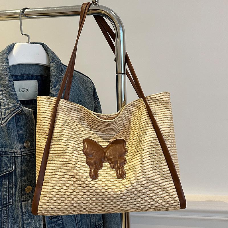 Летняя популярная соломенная сумка-ведро для женщин, модная сумка для поездок на работу, женская пляжная сумка для отдыха на море