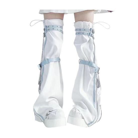 1 пара гетр для горячих девушек, регулируемый пояс, декор в виде цепочки, носки в стиле хип-хоп, леггинсы со звездным принтом, контрастные цветные нескользящие носки на шнурке