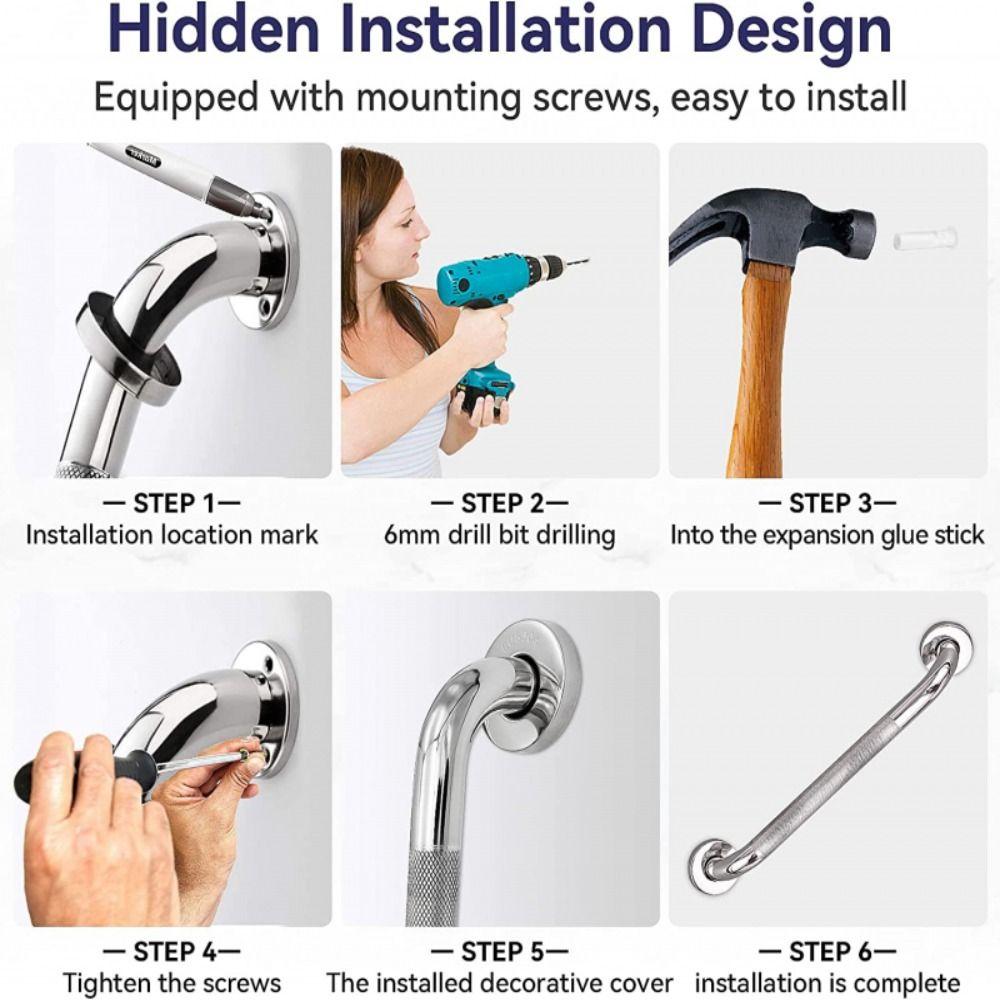 With Anti Slip Texture Shower Safety Support Handle 300/400/500MM Toilet Handrail The Elderly