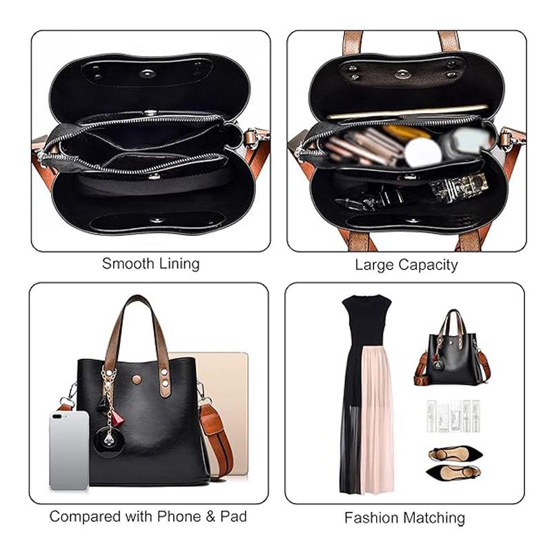 Handbag Purse For Women Satchel Tote Large Capacity PU Leather Crossbody Shoulder Bag Ladies Top-Handle Bags with Wide Strap