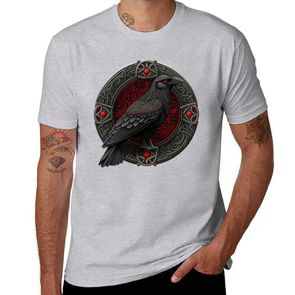 Summer Fashion Viking Raven T-Shirt for Men Oversized T Shirt O-Neck Short-sleeved Tops Tees Clothing