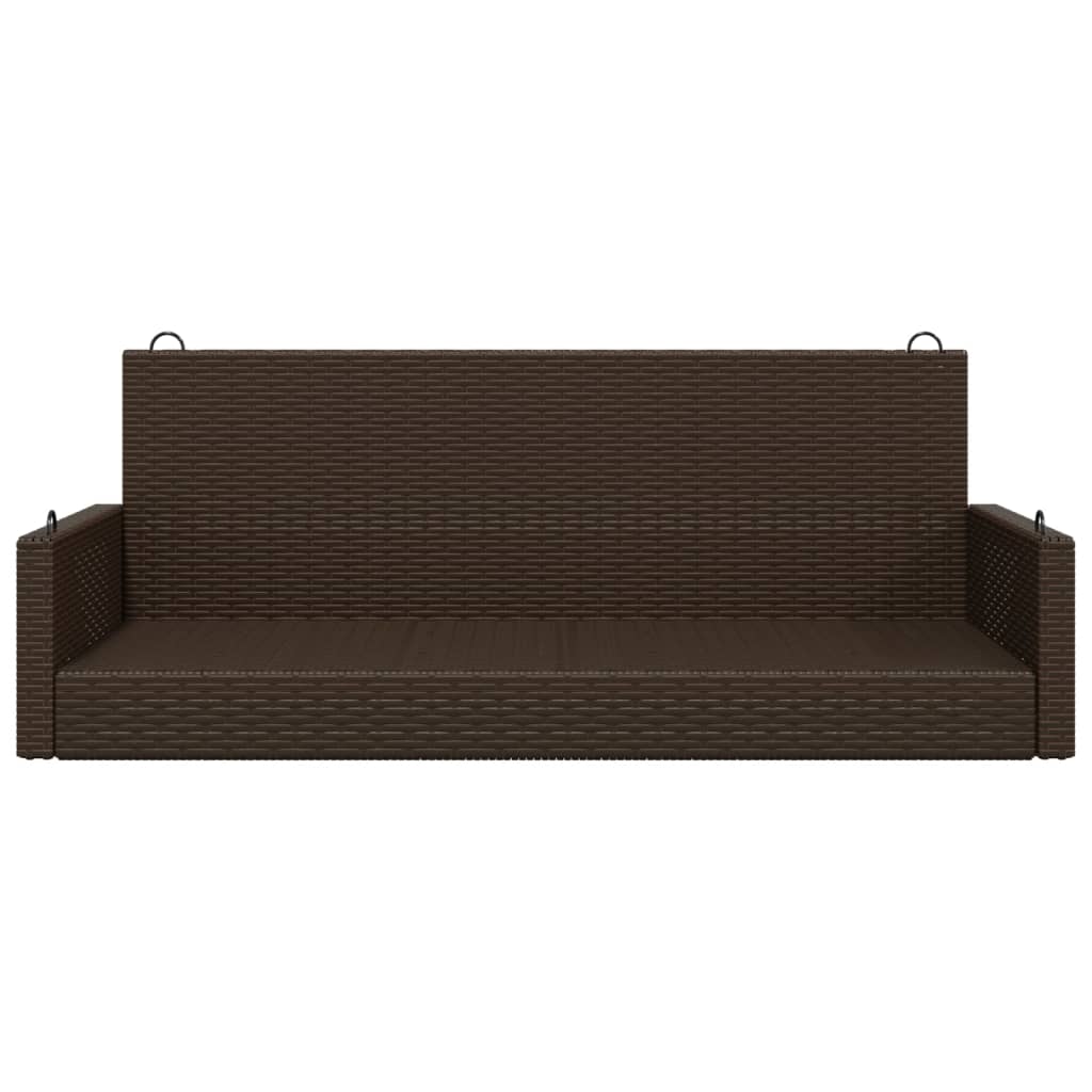 Hanging Swing Bench Brown 119x56x48 cm Poly Rattan