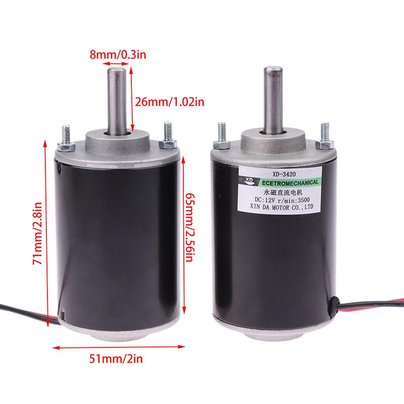 30W 12V-3500Rpm / 24V-7000Rpm 3420 Dc High Speed Motor Speed Adjustable Cw Ccw Threaded Shaft Motor Miniature Dc Small Motor
