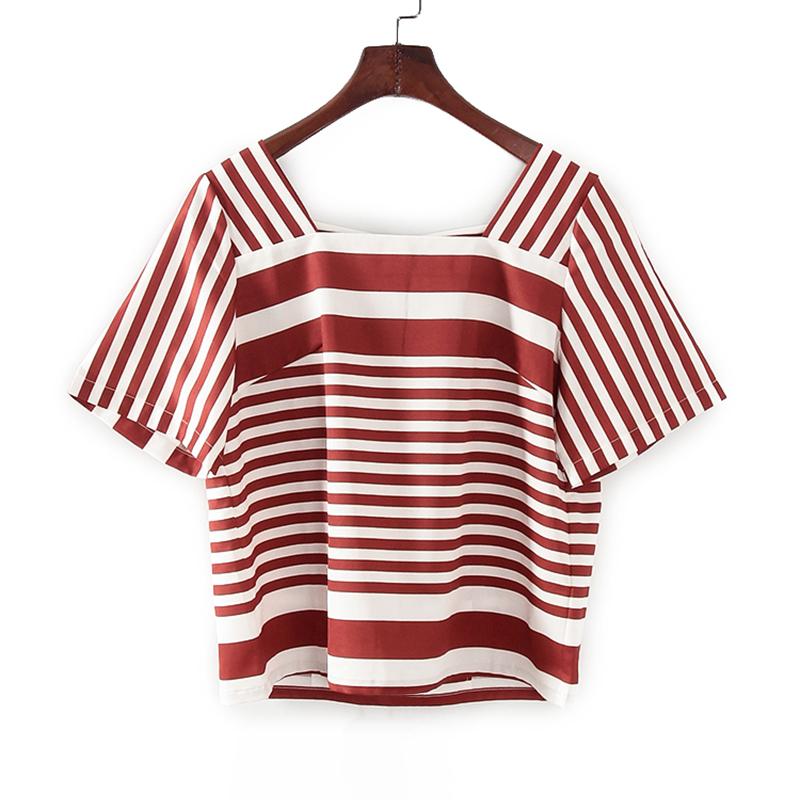 ZANZEA Женская летняя повседневная блузка в полоску с квадратным воротником и коротким рукавом
