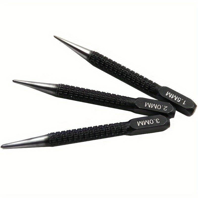 3pcs High-carbon Steel Center Punch Set, Non-Slip Center Pin Punch Used For Drilling Of Alloy Steel Metal Wood,1.5 2 3mm
