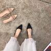 Женские новые туфли Baotou Bow Shoes в горошек на толстом каблуке с изящным острым носком и неглубоким вырезом, женские сандалии