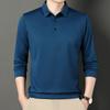 Футболка с длинными рукавами, весна и осень, новый свободный топ для мужчин среднего возраста, повседневная однотонная рубашка поло с лацканами