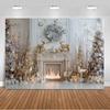 White Christmas Snow Scenery Background Xmas Tree Garland Gifts Photography Backdrop Family Xmas Party Decoration Photo Studio