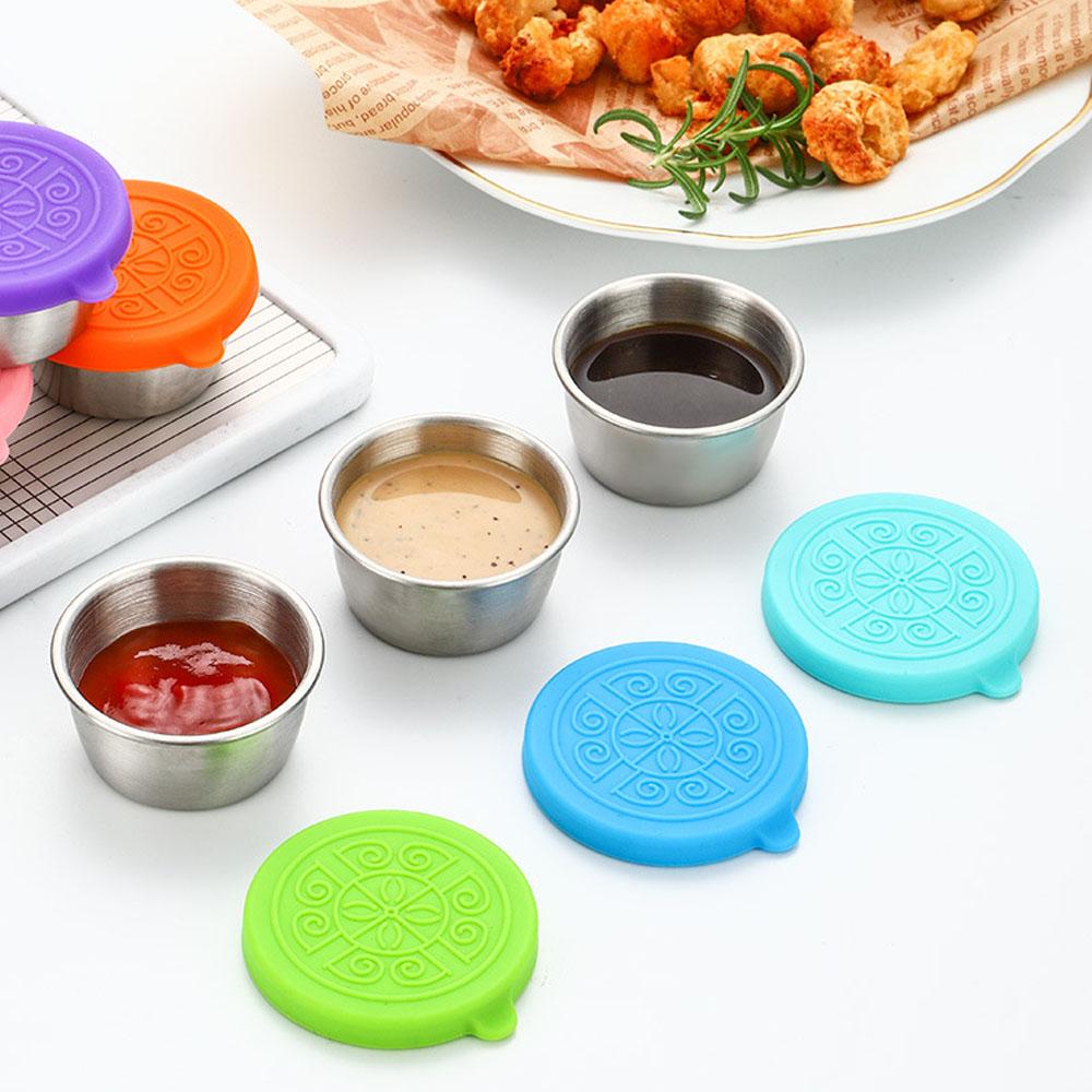 1/2 шт. многоразовая нержавеющая стальная чашка для соуса с силиконовыми крышками контейнер для приправ салатная заправка для пикника хранение еды ланч-бокс