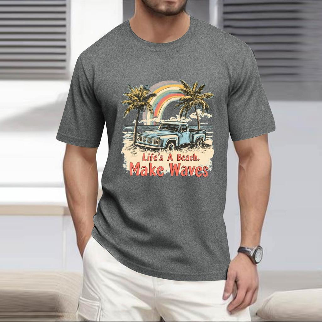 Мужская рубашка с воротником-стойкой и коротким рукавом, свободная рубашка для отдыха и отдыха, мужская