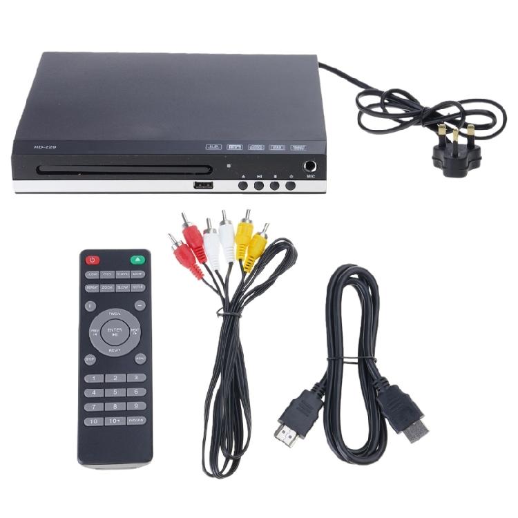 Функциональный DVD-плеер для любого телевизора Подключение через HDMI или видео Предлагает четкость 1080P Доступ к медиа через USB для комнаты в общежитии офиса