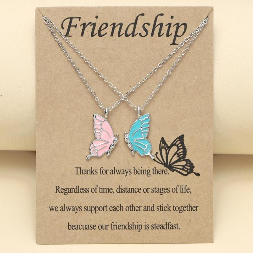 Butterfly Clavicle Chain Necklace Ladies Exquisite Double Layer Clavicle Chain Necklace Jewelry Friendship Card for Friend Ladies Gift