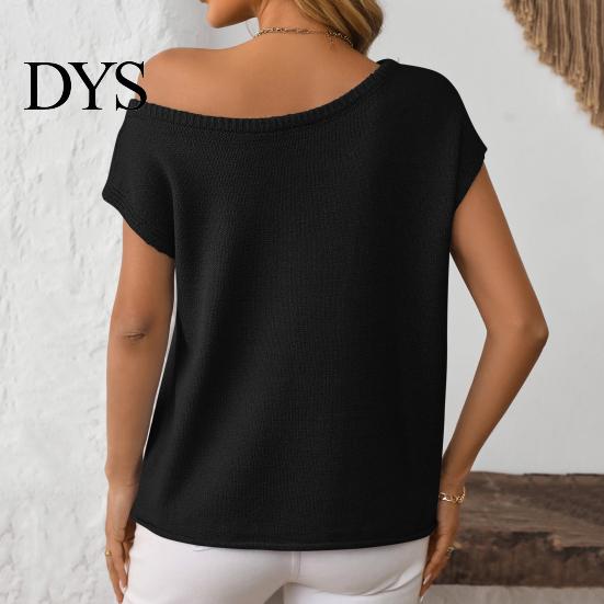 Женская блузка regular fit, топ с коротким рукавом, воротник-стойка, однотонная футболка, весна-лето, эластичный пуловер, повседневная носка, вязание