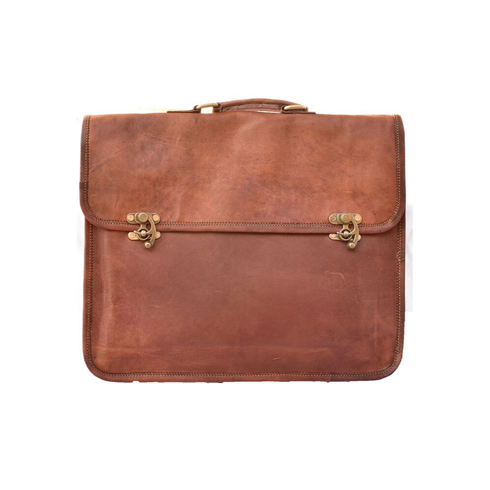 Портфель-мессенджер для ноутбука унисекс из натуральной винтажной козьей кожи