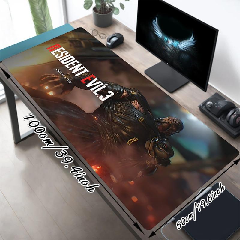 1Pc Resident Evil 3 Nemesis Pursuit Gaming Mouse Pad Keyboard Desk Mat Non-slip Rubber Lock Edge Waterproof Computer Mousepad for Office Home Decor S1