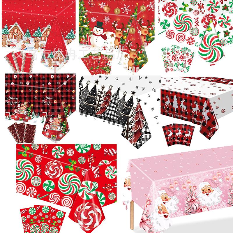 Рождественская одноразовая пластиковая скатерть с рисунком уродливого свитера с изображением пряничного человечка и оленя, водонепроницаемая, маслянистая, для вечеринки