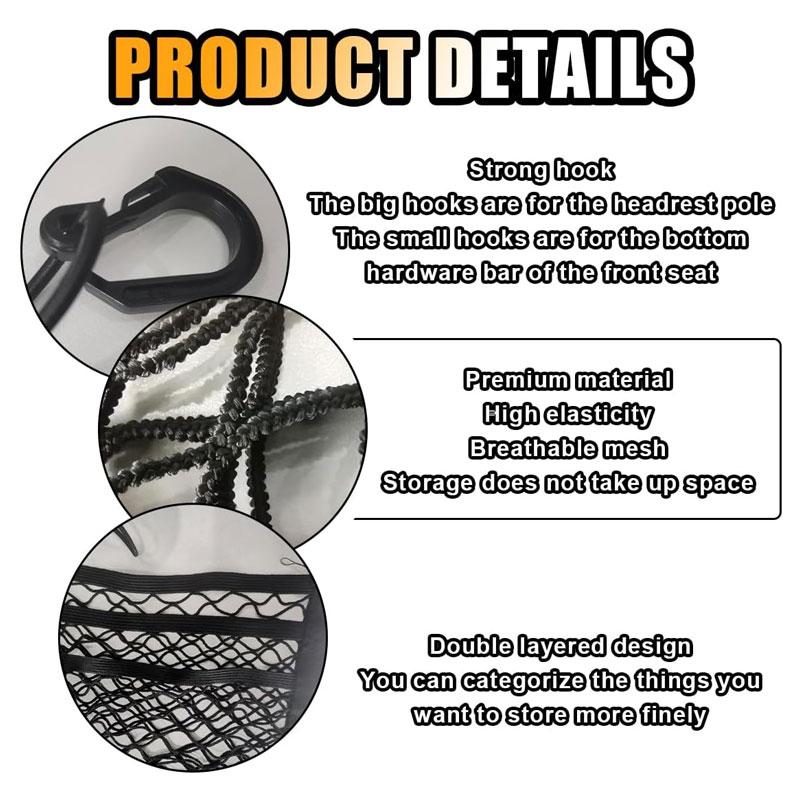 Универсальная автомобильная 3-слойная сетчатая сумка-органайзер для спинки сиденья автомобиля, сетчатый карман для автомобиля, сетчатый карман для хранения вещей для детей и домашних животных, барьерная сетка для заднего сиденья автомобиля