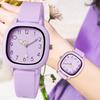 Women Watch Fashion Square Quartz Silicone Strap Wristwatches Student Watches for Women