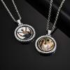 Rotating Double-Sided Customized Photo Round Pendant Necklace, Personalized Jewelry Custom Family Anniversary Gift to Father