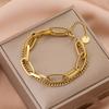 Fashion Double Layer Stainless Steel Link Chain Bangle Bracelet For Women Exquisite Gold Bracelet Jewelry