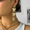 Layered Big Heart Pendant Drop Earrings for Women Trendy Large Long Hanging Earrings 2026 Fashion Jewelry Accessories Girls Gift