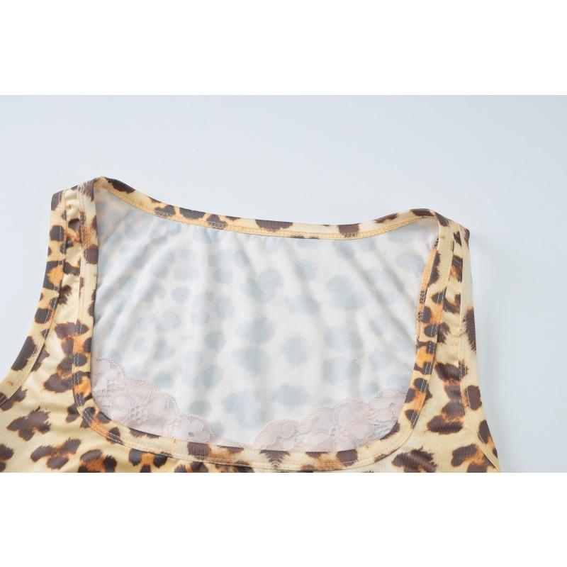 Модное сексуальное платье без рукавов в стиле Spice с леопардовым принтом и квадратным воротником для женщин