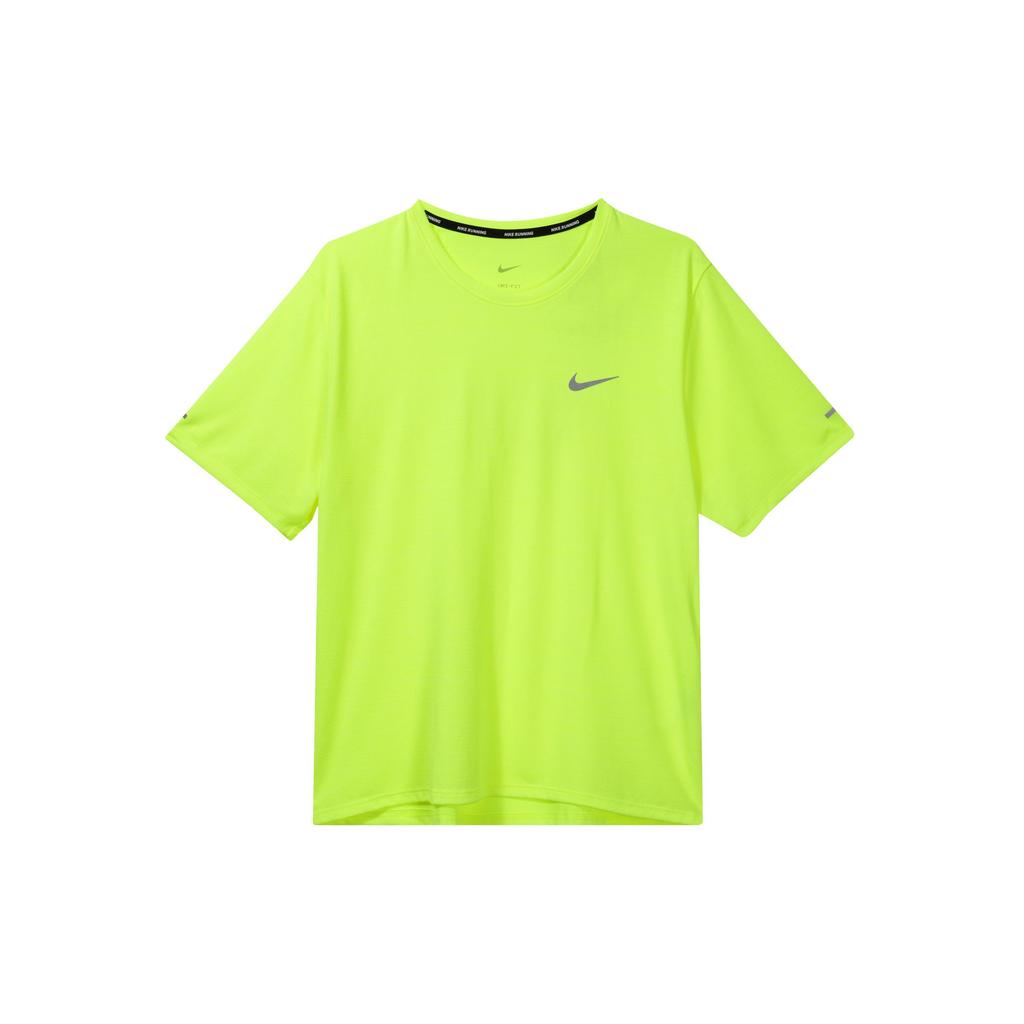 Nike Logo Print Night Running Sport Crew Neck Short Sleeve T-Shirt Men Tops Fluorescent-Green CU5993-702