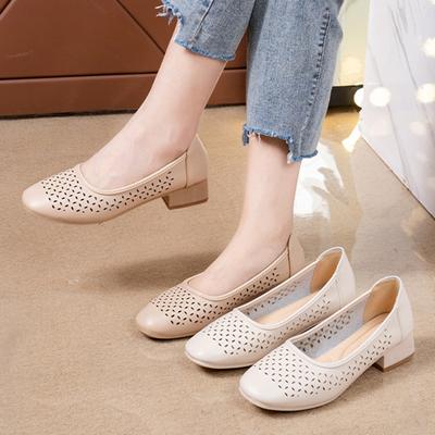 Мода 2024 года, модная женская обувь, классические туфли на среднем толстом каблуке, женские туфли-лодочки с вырезом, простые офисные туфли с квадратным носком, женские сандалии