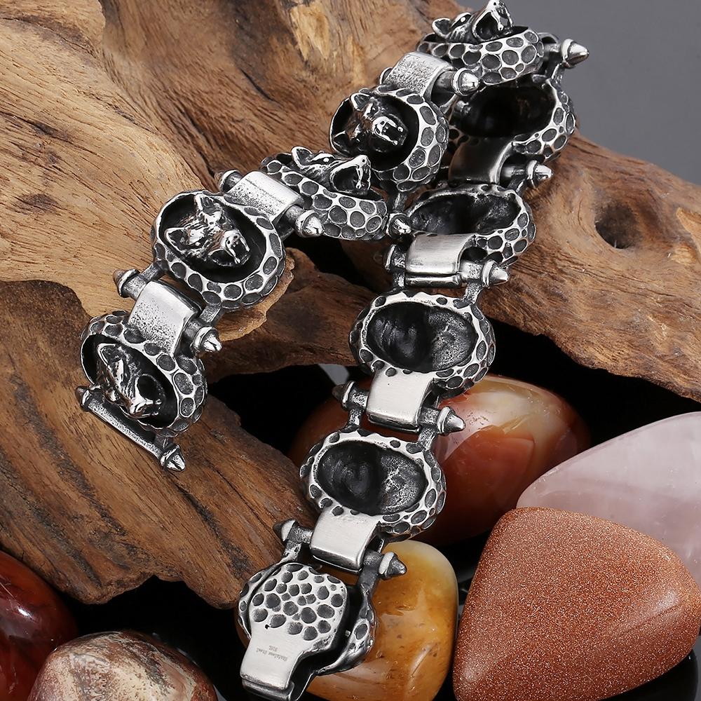 Винтажный крутой браслет с головой волка, мужской браслет из нержавеющей стали, ювелирные изделия викингов, готические байкерские браслеты для кельтских языческих