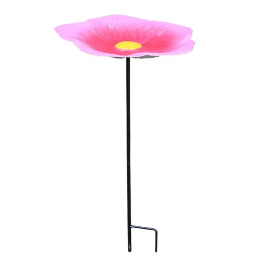 Цветок Птичья поилка Железная кормушка-поднос со стойкой Уличная поилка Цветок Чаша для птичьей поилки для украшения сада Подарок для любителей птиц