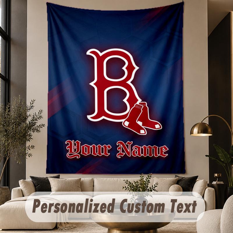 Custom Text Tapestry Boston Red Sox Print Wall Tapestry Indoor Living Room Wall Decor
