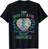 Wear Green Teal Pink for Metastatic Breast Cancer Ribbon T-Shirt for Women Oversized T Shirt Casual Short Daily Four Seasons
