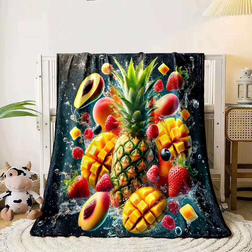 Tropical Fruits Splash Design print blanket soft and cozy perfect for the living room bed sofa or a nap,gift