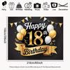 2D Элегантный Черно-Золотой Фон для 18-го Дня Рождения с Лентой-Баннером