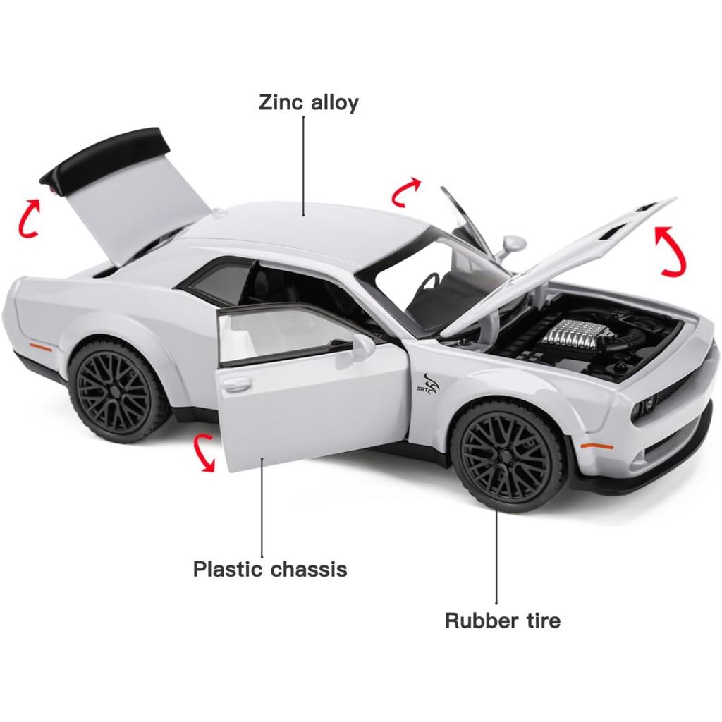 Масштаб 1/32 Dodge Hellcat Challenger Die Cast Metel Pull Back Model Car Hellcat со звуком и светом Hellcat Car Toy Car Toy Gifts для детей от 3 лет и старше