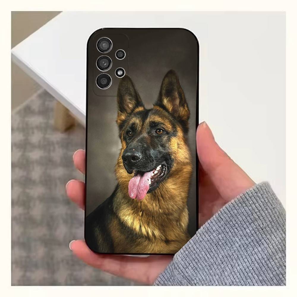 Телефон с собакой Немецкая овчарка Для Samsung S22, Ultra, S25, S24, S23, FE, Plus, S21, S20, Lite, S10, S9, Мягкий силикон, Черный