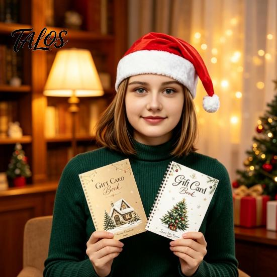 Хранилище подарочных карт на праздник Рождественская книга, 8x6 дюймов, Книга-альбом на спирали, Папка для хранения поздравлений, Альбом-органайзер Merry для рождественских вечеринок
