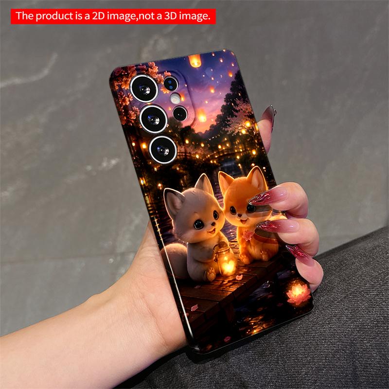 2DFlat Samsung phone case Foxes by Lantern Light River Scene Applicable to Galaxy S23 S24 S25ULTRA S26 A12 A14 A15 A16 A54 A55