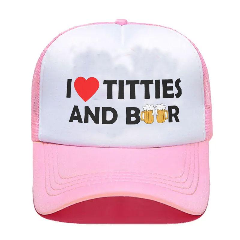 New Fashion Unisex I Heart Titties And Beer Trucker Hat Adult Adjustable Baseball Cap for Unisex Women Snapback Caps dropshipping